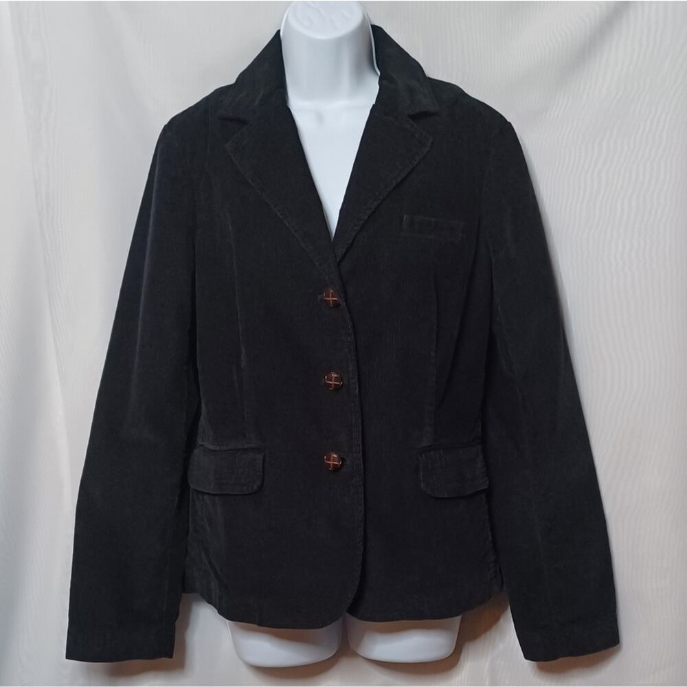 London Jeans Chino Stretch Women's Black Corduroy Blazer/Jacket. Size 12